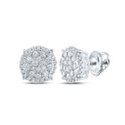 14kt White Gold Sparkling Diamond Cluster Earrings - Top View