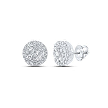 Load image into Gallery viewer, 14kt White Gold Diamond Cluster Glamour Earrings - Top View