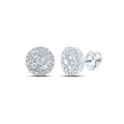14kt White Gold Diamond Cluster Glamour Earrings - Top View