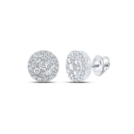 14kt White Gold Diamond Cluster Glamour Earrings - Top View