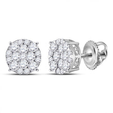 Load image into Gallery viewer, 14kt White Gold Radiant Diamond Cluster Earrings - A Dazzling Masterpiece - Top View