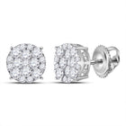 14kt White Gold Radiant Diamond Cluster Earrings - A Dazzling Masterpiece - Top View