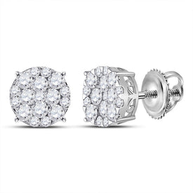 14kt White Gold Radiant Diamond Cluster Earrings - A Dazzling Masterpiece - Top View