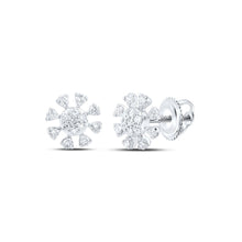 Load image into Gallery viewer, 14kt White Gold Sparkling Diamond Cluster Earrings - Top View
