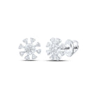 14kt White Gold Sparkling Diamond Cluster Earrings - Top View