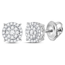 Load image into Gallery viewer, 14kt White Gold Sparkling Diamond Cluster Earrings - Top View