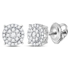 14kt White Gold Sparkling Diamond Cluster Earrings - Top View