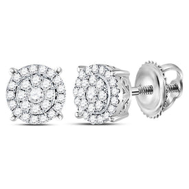 14kt White Gold Sparkling Diamond Cluster Earrings - Top View