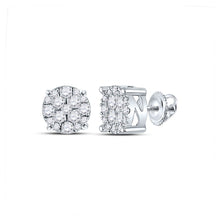 Load image into Gallery viewer, 14kt White Gold Diamond Brilliance Cluster Earrings - Top View