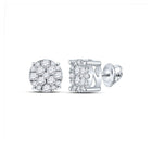 14kt White Gold Diamond Brilliance Cluster Earrings - Top View