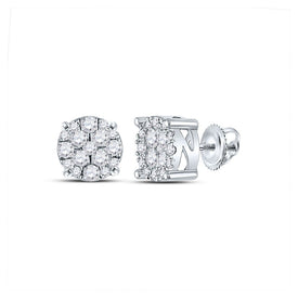 14kt White Gold Diamond Brilliance Cluster Earrings - Top View