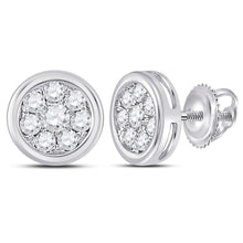Load image into Gallery viewer, 14kt White Gold Diamond Cluster Earrings: A Captivating Sparkle - Top View