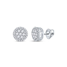 Load image into Gallery viewer, Captivating Brilliance: 14kt White Gold Diamond Cluster Earrings - Top View