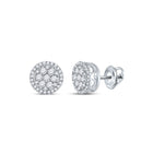 Captivating Brilliance: 14kt White Gold Diamond Cluster Earrings - Top View