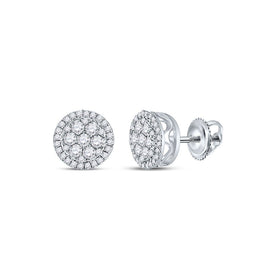 Captivating Brilliance: 14kt White Gold Diamond Cluster Earrings - Top View