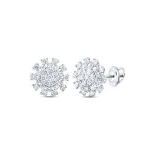 Load image into Gallery viewer, 14kt White Gold Dazzling Diamond Cluster Earrings - Top View