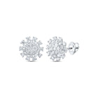 14kt White Gold Dazzling Diamond Cluster Earrings - Top View