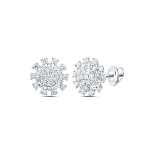 Earrings | 14kt White Gold Womens Round Diamond Cluster Earrings 3/8 Cttw | Splendid Jewellery GND