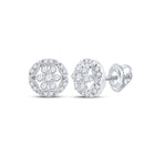Radiant Brilliance: 14kt White Gold Diamond Cluster Earrings - Top View