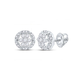 Radiant Brilliance: 14kt White Gold Diamond Cluster Earrings - Top View