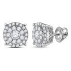 14kt White Gold Diamond Cluster Earrings - Mesmerizing Brilliance - Top View