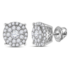 14kt White Gold Diamond Cluster Earrings - Mesmerizing Brilliance - Top View