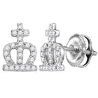 Radiant Grace: 14kt White Gold Womens Diamond Crown Cross Stud Earrings  Top View from Splendid Jewellery