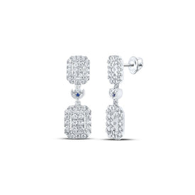 14kt White Gold Diamond Cascade Earrings - Top View
