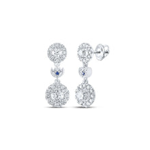 Load image into Gallery viewer, 14kt White Gold Diamond and Sapphire Dangle Earrings - Timeless Elegance - Top View