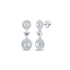 14kt White Gold Diamond and Sapphire Dangle Earrings - Timeless Elegance - Top View