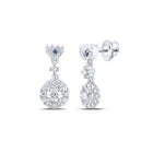 Radiant Elegance: 14kt White Gold Diamond and Sapphire Dangle Earrings - Top View