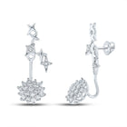 14kt White Gold Mesmerizing Diamond Cluster Dangle Earrings - Top View