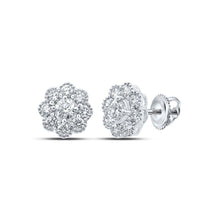 Load image into Gallery viewer, 14kt White Gold Radiant Diamond Blossom Earrings - Top View