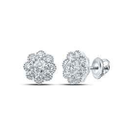 14kt White Gold Radiant Diamond Blossom Earrings - Top View