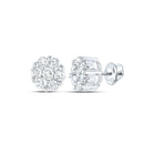 14kt White Gold Diamond Blossom Cluster Earrings - Timeless Elegance and Sparkling Brilliance - Top View