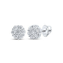 Load image into Gallery viewer, 14kt White Gold Floral Brilliance Diamond Cluster Earrings - Top View