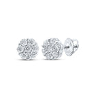 14kt White Gold Floral Brilliance Diamond Cluster Earrings - Top View