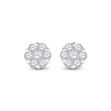 Load image into Gallery viewer, 14kt White Gold Diamond Blossom Cluster Earrings - A Mesmerizing Floral Delight! - Side View