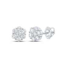 Load image into Gallery viewer, 14kt White Gold Floral Brilliance Diamond Earrings - Top View