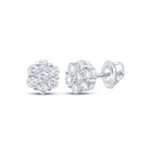 14kt White Gold Floral Brilliance Diamond Earrings - Top View