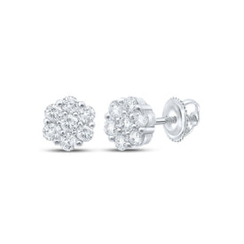 14kt White Gold Floral Brilliance Diamond Earrings - Top View