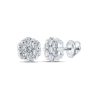 14kt White Gold Diamond Blossom Earrings: Exquisite Floral Cluster Design - Top View