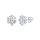 Radiant Blossom: 14kt White Gold Diamond Flower Cluster Earrings - Top View