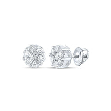 Load image into Gallery viewer, 14kt White Gold Diamond Blossom Cluster Earrings - A Floral Symphony of Elegance - Top View
