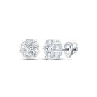 14kt White Gold Diamond Blossom Cluster Earrings - A Floral Symphony of Elegance - Top View