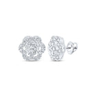 14kt White Gold Diamond Blossom Cluster Earrings - Top View