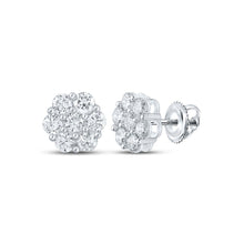 Load image into Gallery viewer, 14kt White Gold Floral Brilliance Diamond Earrings - Top View
