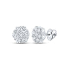 14kt White Gold Floral Brilliance Diamond Earrings - Top View