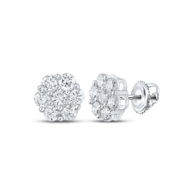 14kt White Gold Floral Brilliance Diamond Earrings - Top View