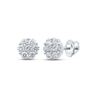 14kt White Gold Diamond Blossom Cluster Earrings - Top View